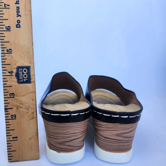 Alexis Leroy Black Wedge Sandals open Toe Black slip on sandals Size 37 - Picture 5 of 9
